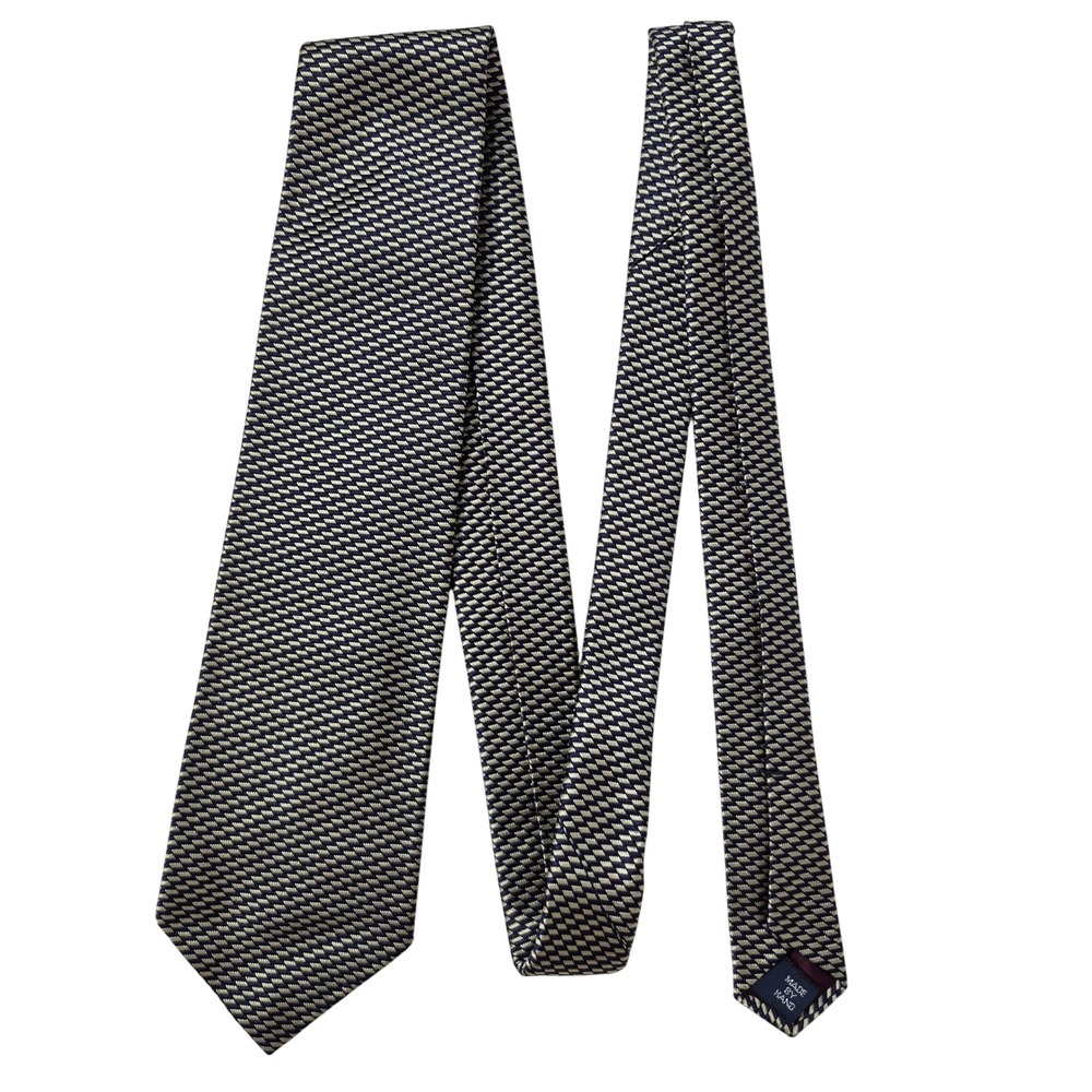Vintage Polo Ralph Lauren Tie Mens Blue Gold Geometric Silk Luxury Designer USA - Picture 3 of 8